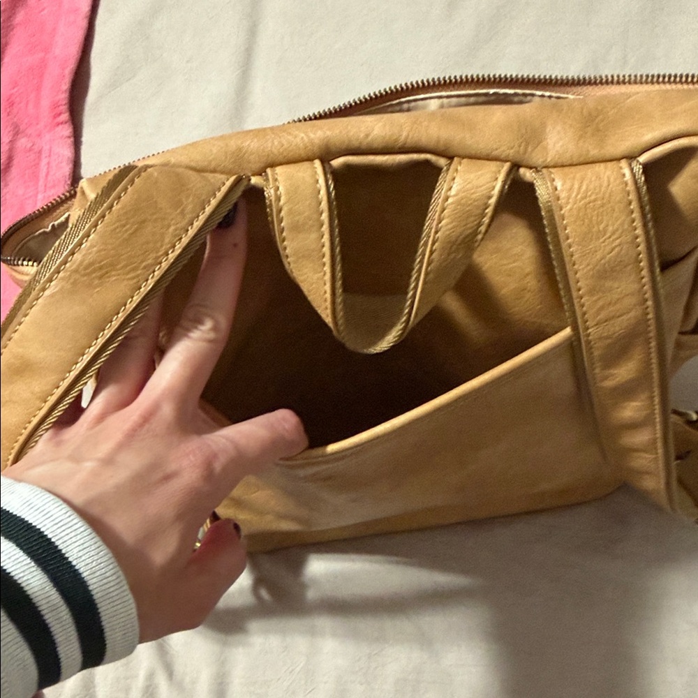 Tan vegan leather backpack or diaper bag - Picture 10 of 15